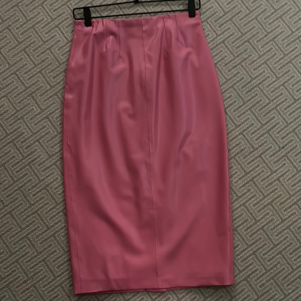 Pink faux leather Veronica beard skirt